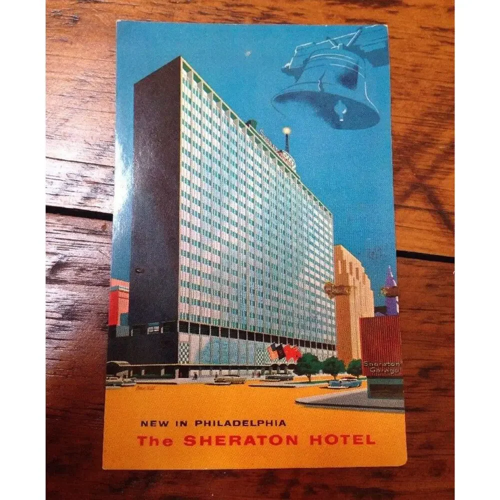 Vtg 1964 Mid Century Modern Sheraton Hotel Philadelphia PA Color Postcard Posted